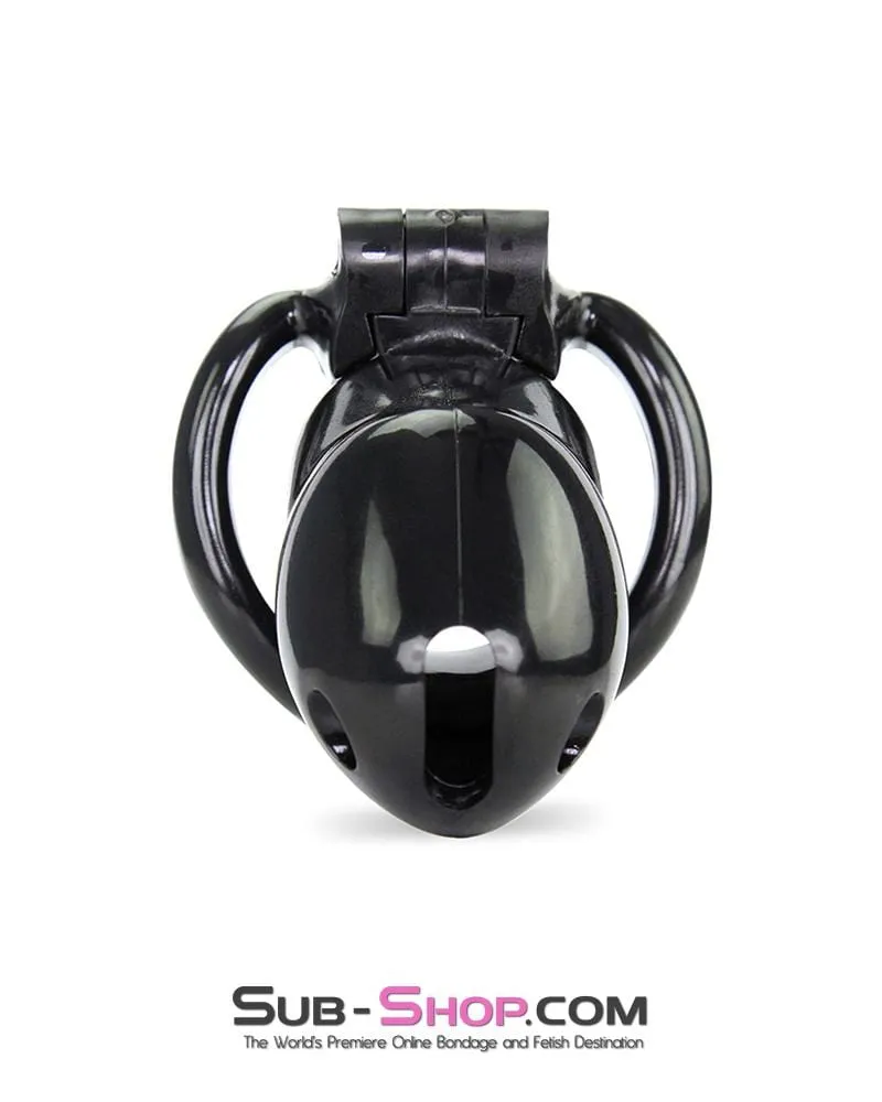 0316AE      Short Knight Black Locking Male Tease and Denial Chastity Device