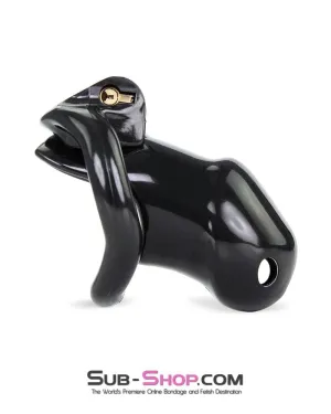 0316AE      Short Knight Black Locking Male Tease and Denial Chastity Device