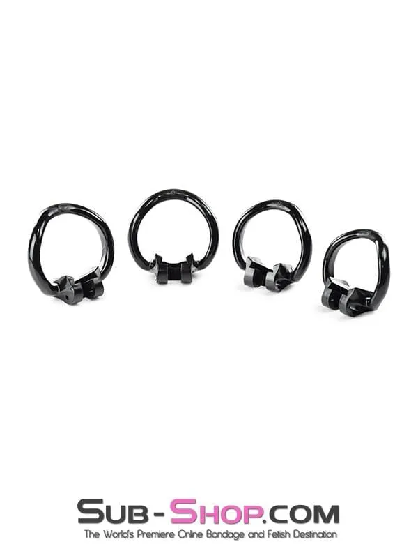 0327AE      Black Knight High Security Keyed Tumbler Locking Male Chastity with 4 Base Cock Ring Sizes - MEGA Deal