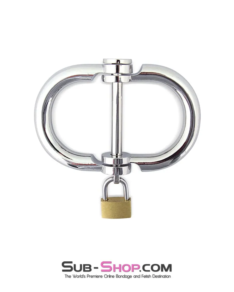 0416M      Hinged Chrome Steel Handcuffs with Brass Lock