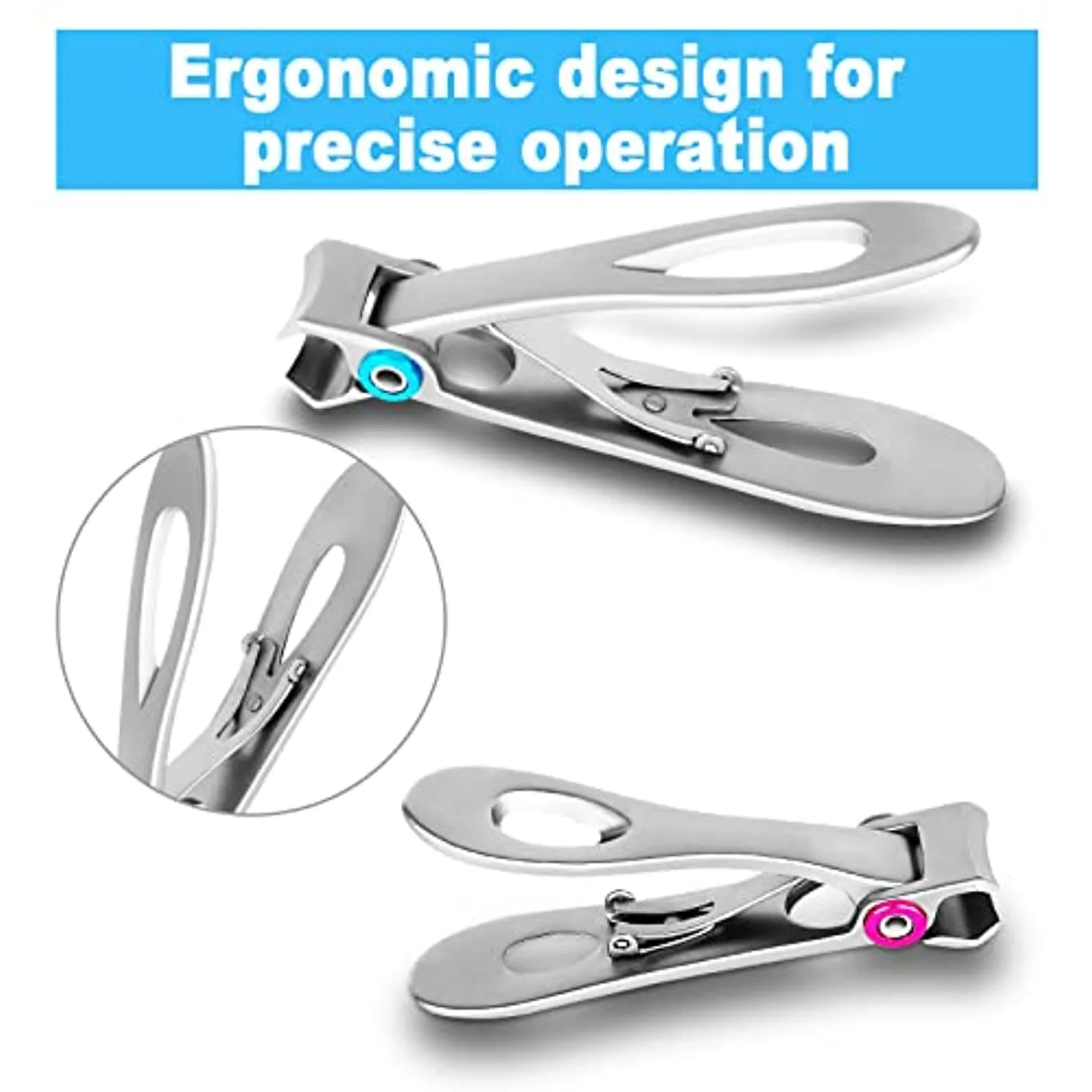 0.6in Wide Jaw Opening Nail Clippers for Thick Nails,Finger Nail Clippers for Ingrown Toenail Clippers for Men,Tough Nails, Seniors, Adults.Deluxe Sturdy Stainless Steel Big 3PCS(Silver)