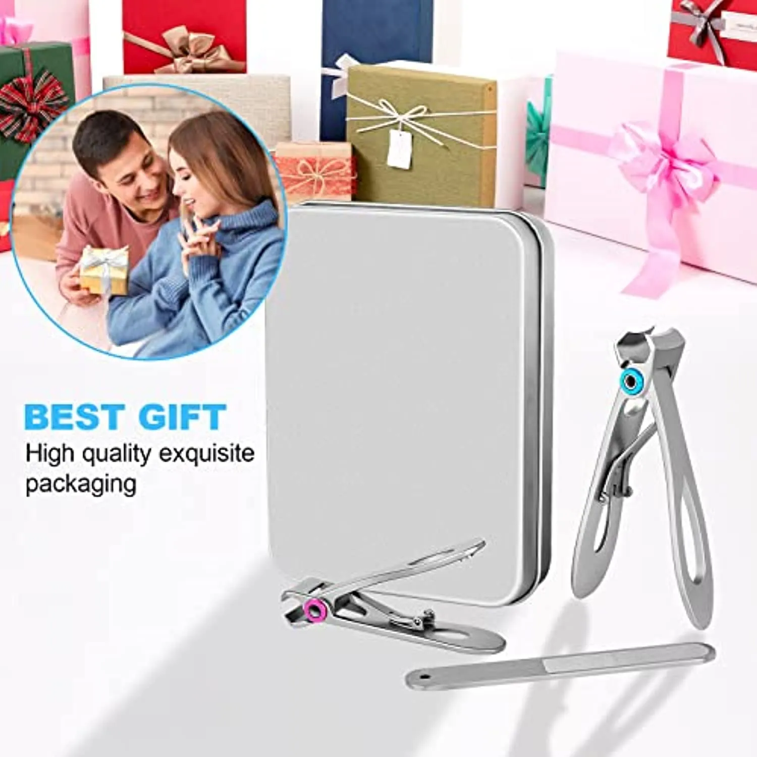 0.6in Wide Jaw Opening Nail Clippers for Thick Nails,Finger Nail Clippers for Ingrown Toenail Clippers for Men,Tough Nails, Seniors, Adults.Deluxe Sturdy Stainless Steel Big 3PCS(Silver)