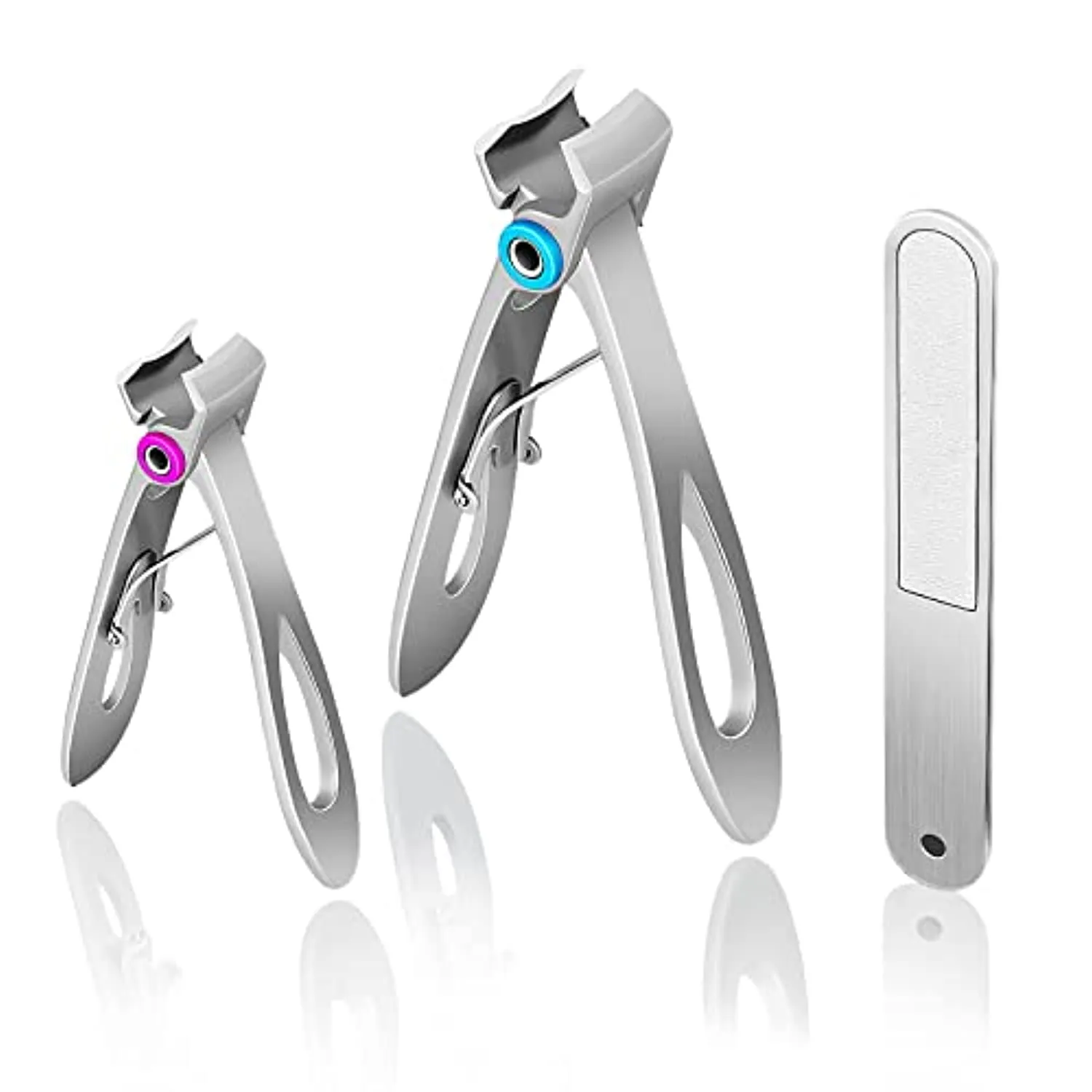0.6in Wide Jaw Opening Nail Clippers for Thick Nails,Finger Nail Clippers for Ingrown Toenail Clippers for Men,Tough Nails, Seniors, Adults.Deluxe Sturdy Stainless Steel Big 3PCS(Silver)