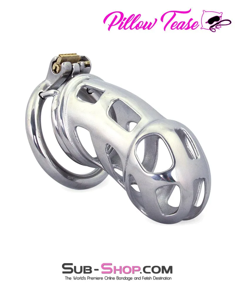 0718AR      Rock Hard Locking Steel Male Teasing Chastity Cage