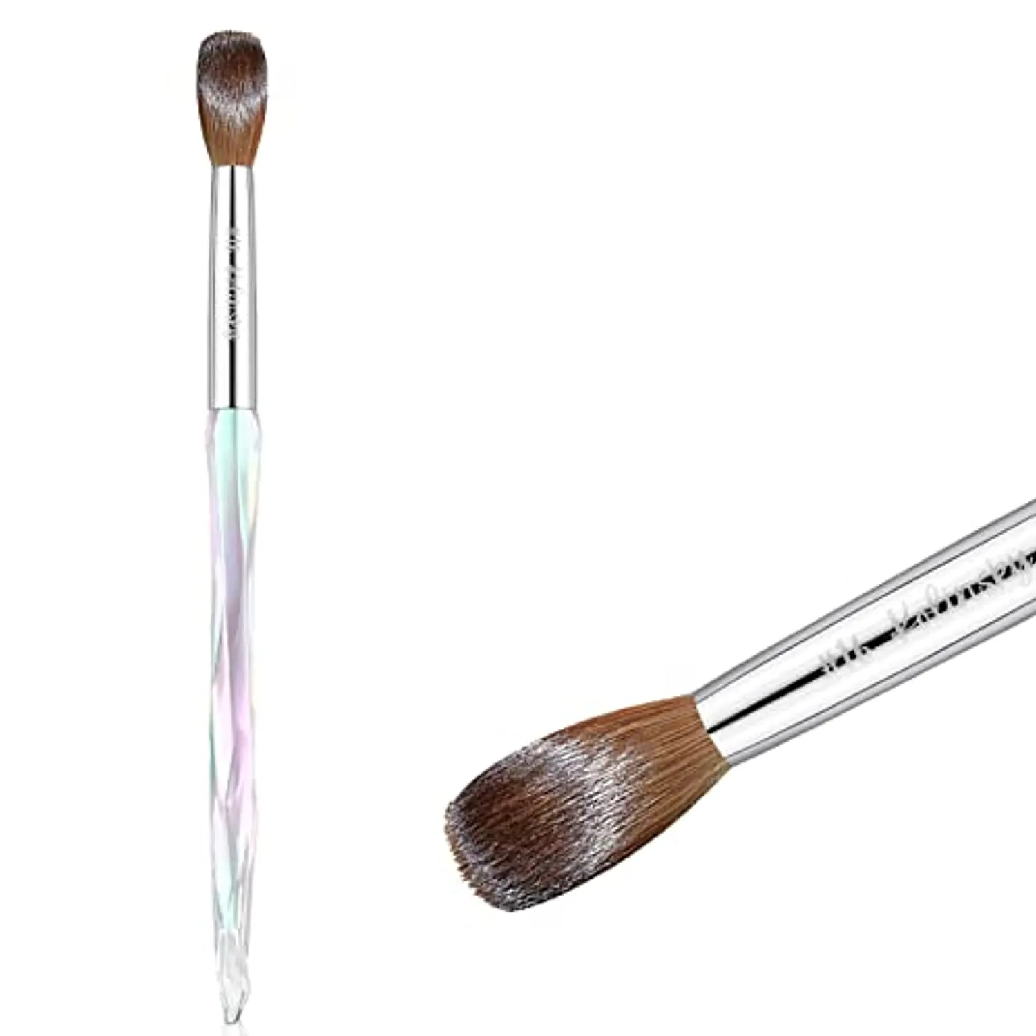 100% Pure Kolinsky Hair Acrylic Nail Brush Size 16,Clear Crystal Handle Round Oval Acrylic Nail Brushes, Acrylic Powder Brush Set Professional Manicure Pedicure for DIY Home Salon