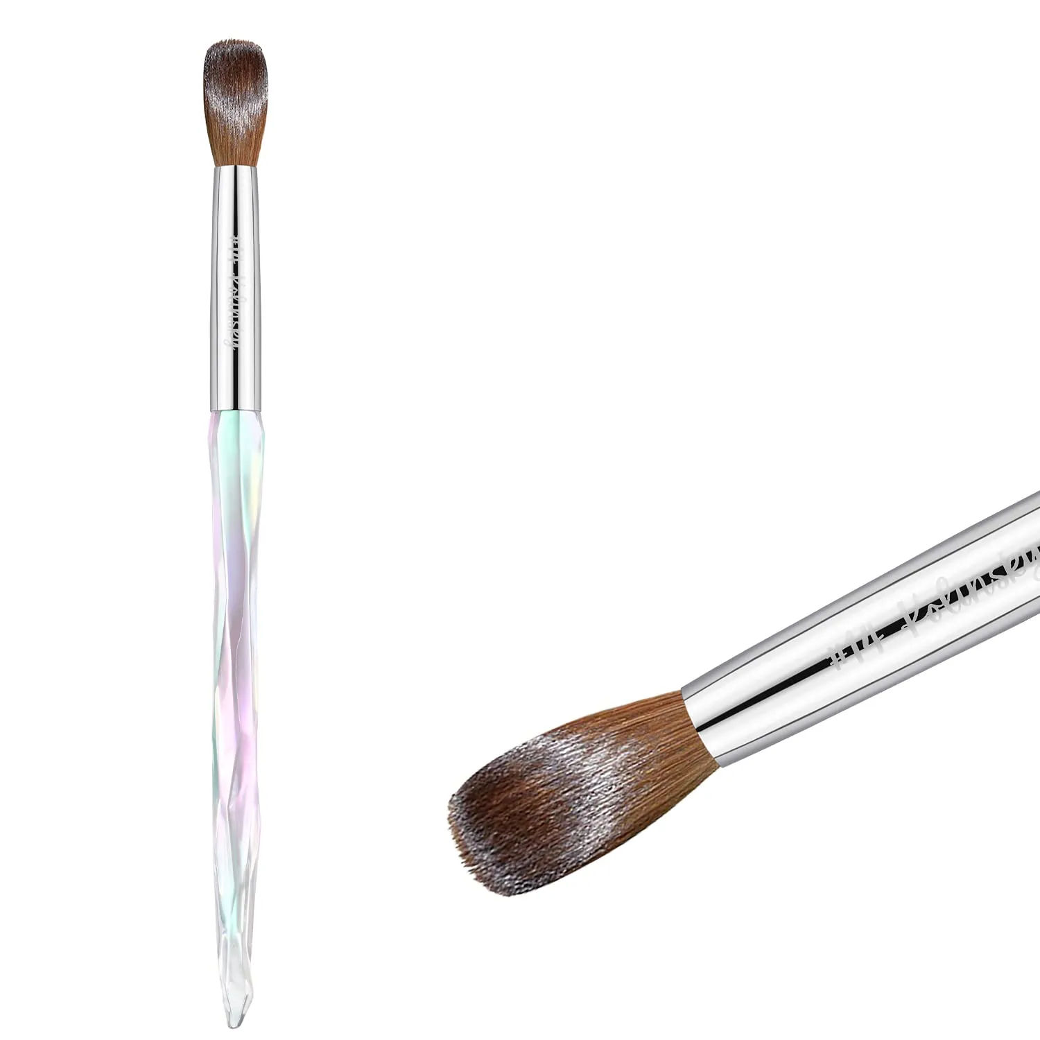100% Pure Kolinsky Hair Acrylic Nail Brush Size 16,Clear Crystal Handle Round Oval Acrylic Nail Brushes, Acrylic Powder Brush Set Professional Manicure Pedicure for DIY Home Salon