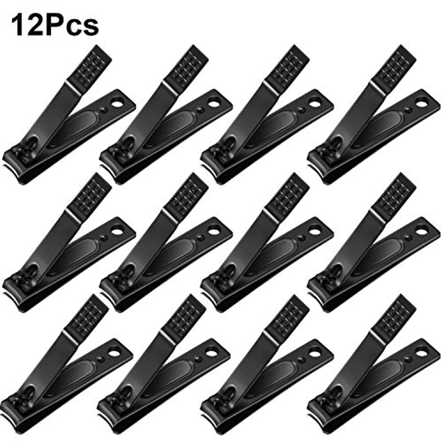 12 Pieces Nail Clipper Set Stainless Steel Nail Cutter Fingernails and Toenail Clipper Cutter for Women Men (Black)