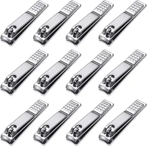 12 Pieces Nail Clipper Set Stainless Steel Nail Cutter Fingernails and Toenail Clipper Cutter for Women Men (Black)