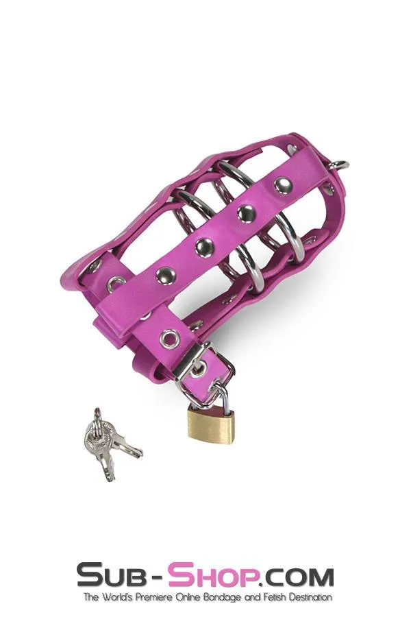 1461DL-SIS      Sissy Bitch Boi's Locking Leatherette Cock & Balls Cage with Lead Ring Tip
