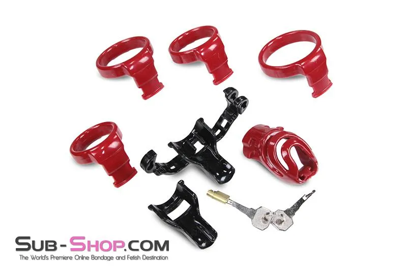 1559M      Red Knight High Security Hinged Locking Male Chastity Device - MEGA Deal