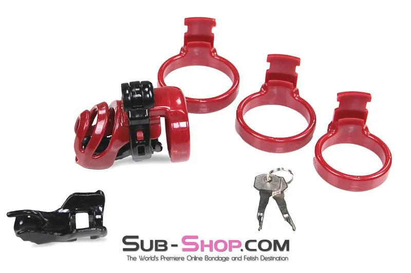 1559M      Red Knight High Security Hinged Locking Male Chastity Device - MEGA Deal