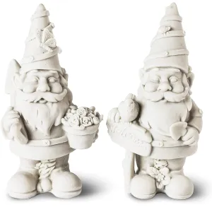 2 Pack Mini Paint Your Own Garden Gnome Statues Unpainted DIY