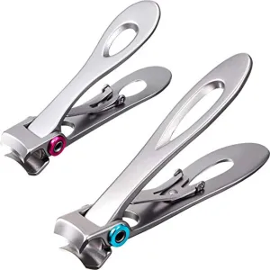 2 Pieces Oversized Thick Nail Clippers for Thick Toenails or Tough Fingernails Oversized Stainless Steel Toenail Fingernail Clipper Cutter Trimmer for Men Adults, 2 Sizes (Silver)