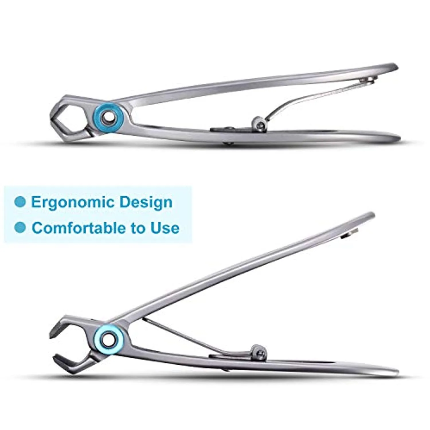 2 Pieces Oversized Thick Nail Clippers for Thick Toenails or Tough Fingernails Oversized Stainless Steel Toenail Fingernail Clipper Cutter Trimmer for Men Adults, 2 Sizes (Silver)