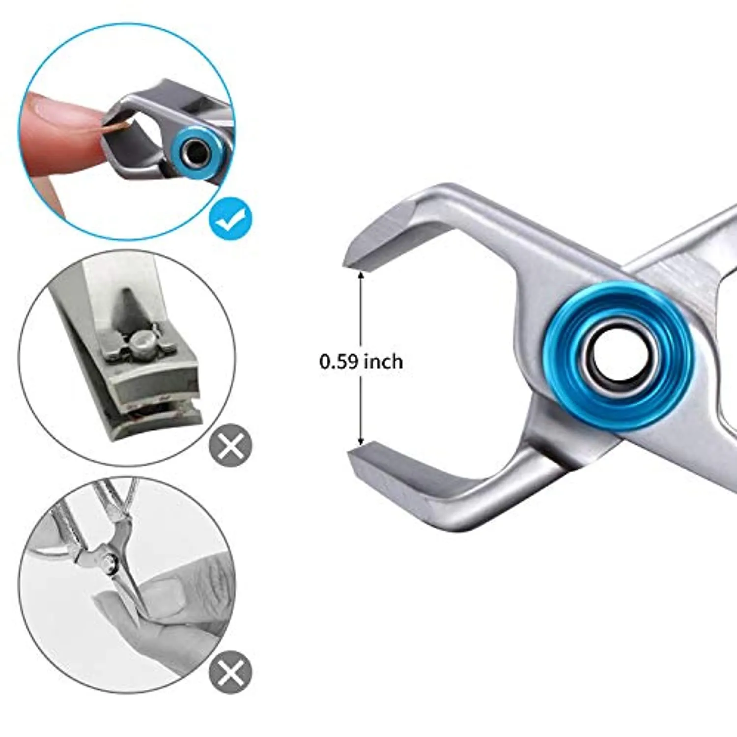 2 Pieces Oversized Thick Nail Clippers for Thick Toenails or Tough Fingernails Oversized Stainless Steel Toenail Fingernail Clipper Cutter Trimmer for Men Adults, 2 Sizes (Silver)