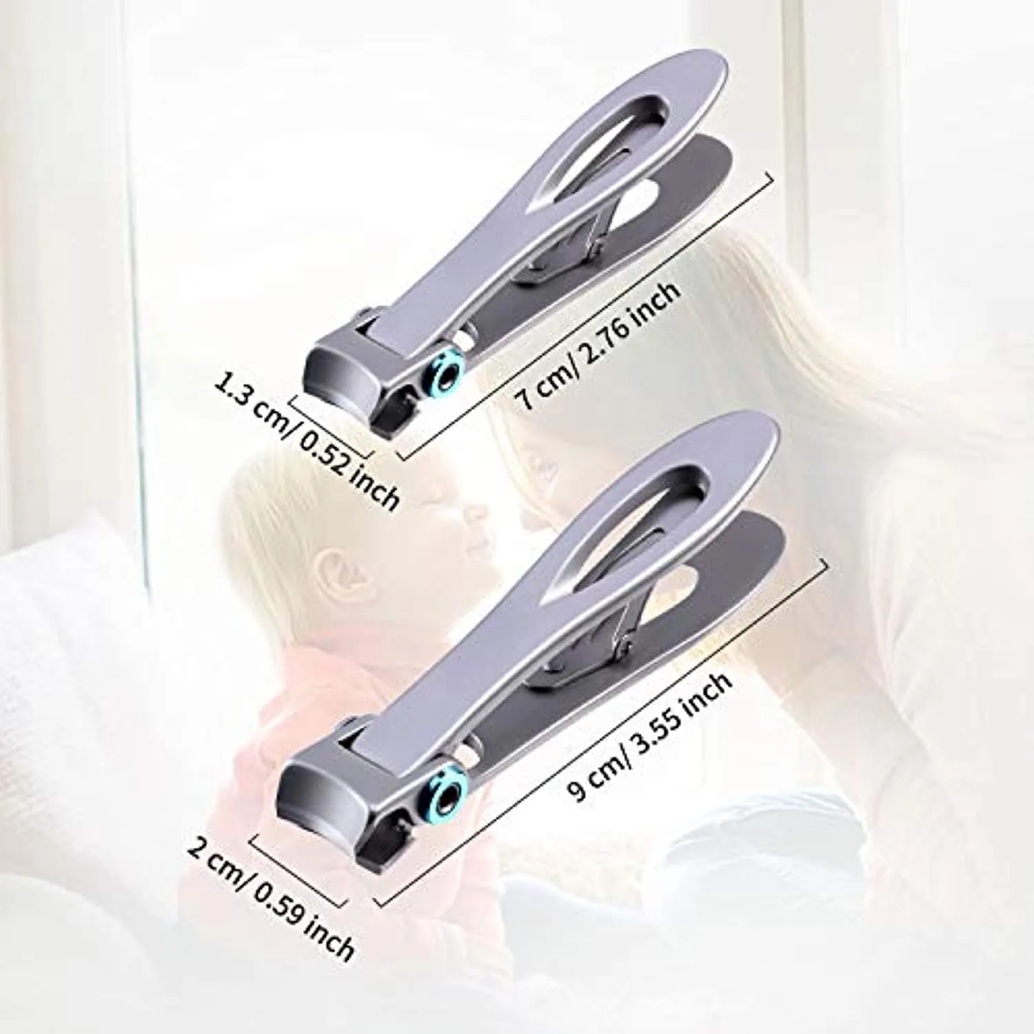 2 Pieces Oversized Thick Nail Clippers for Thick Toenails or Tough Fingernails Oversized Stainless Steel Toenail Fingernail Clipper Cutter Trimmer for Men Adults, 2 Sizes (Silver)