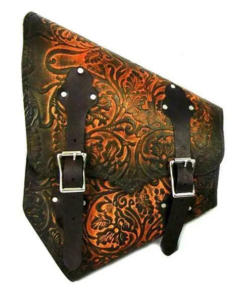 2000-2025 Harley Softail Saddle Bag Chopper Antique Brown Oak Leaf Leather MRC