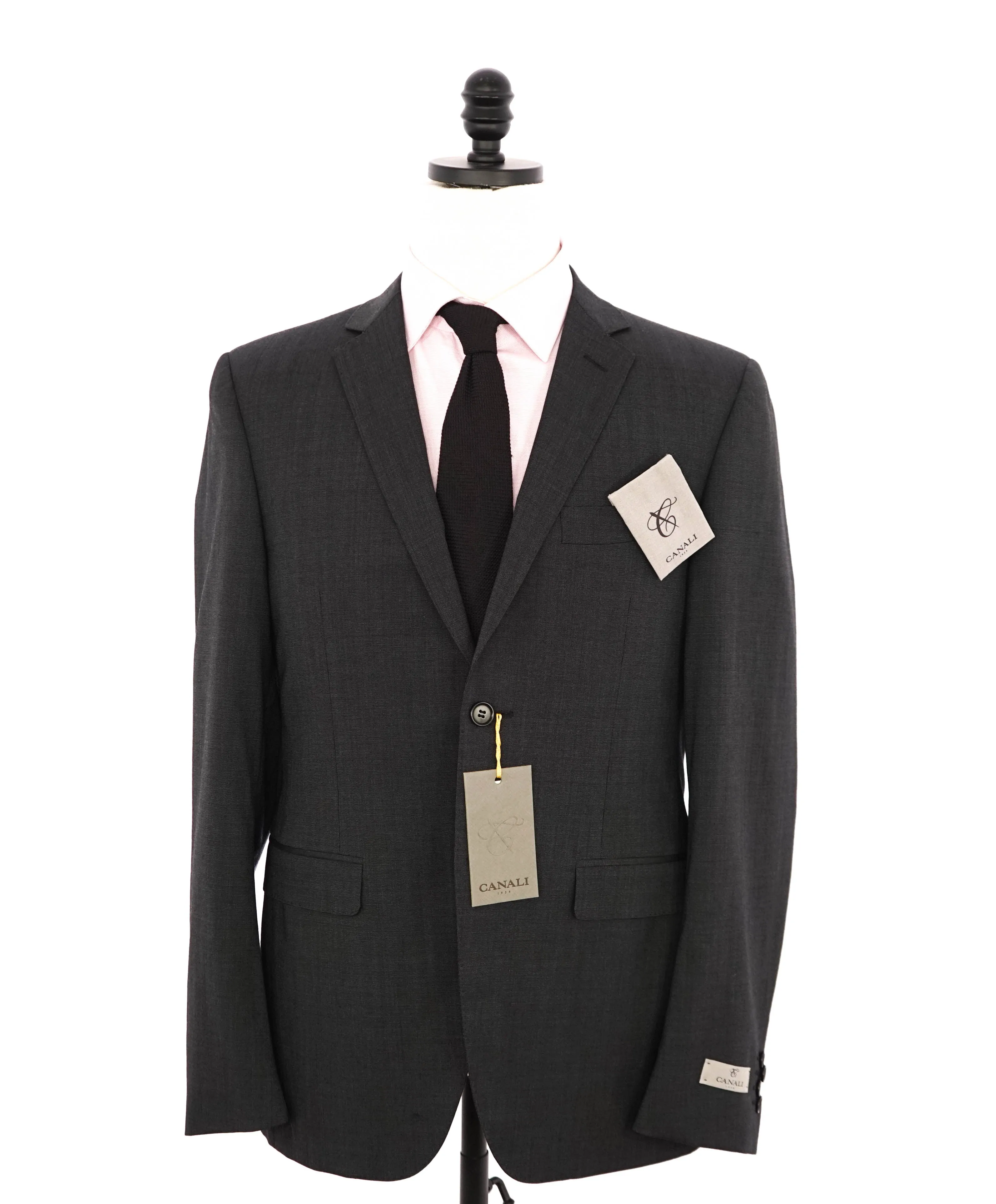 $2,000 CANALI - Charcoal SLIM *TRAVEL* Notch Lapel Suit - Fits 38R (50EU)