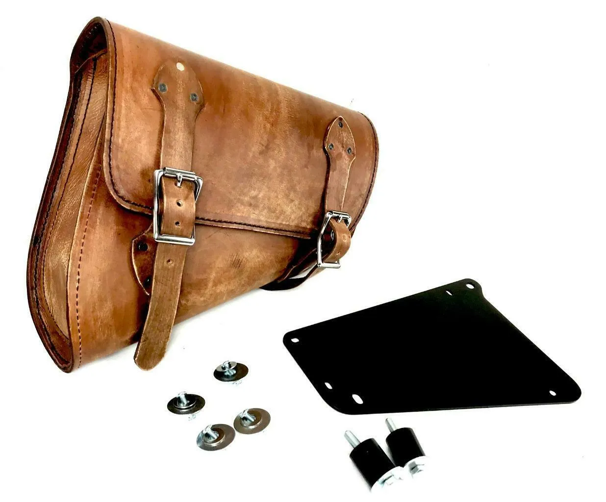 2018-2024 Indian Scout Bobber Brown Dist Leather Saddle Bag With Mounting Hardware