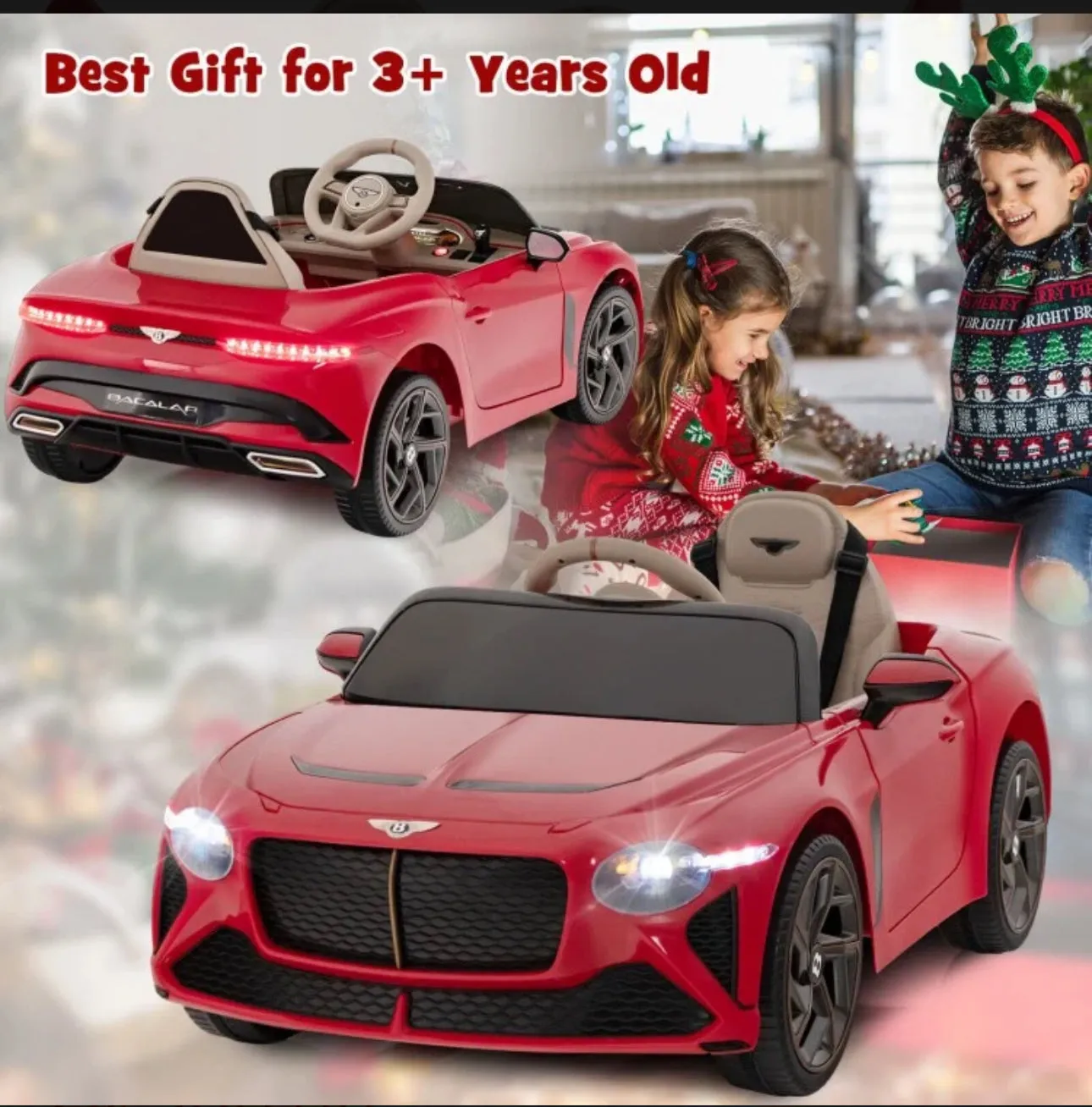 2025 Licensed 12V Bentley Bacalar Ride On Car 1 Seater Upgraded | Seatbelt | Push To Start Button | Music | Lights | Remote