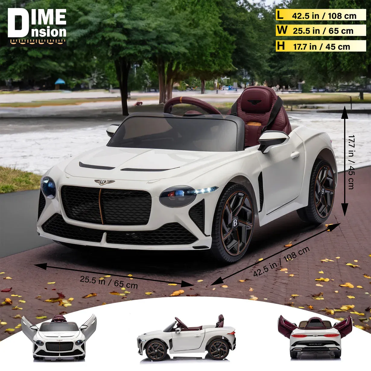 2025 Licensed 12V Bentley Bacalar Ride On Car 1 Seater Upgraded | Seatbelt | Push To Start Button | Music | Lights | Remote