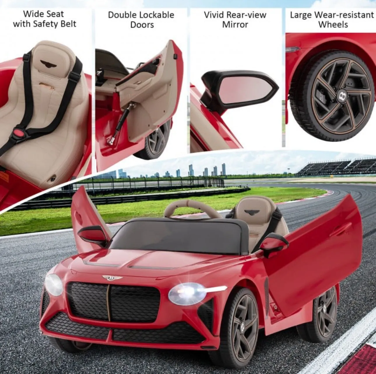 2025 Licensed 12V Bentley Bacalar Ride On Car 1 Seater Upgraded | Seatbelt | Push To Start Button | Music | Lights | Remote