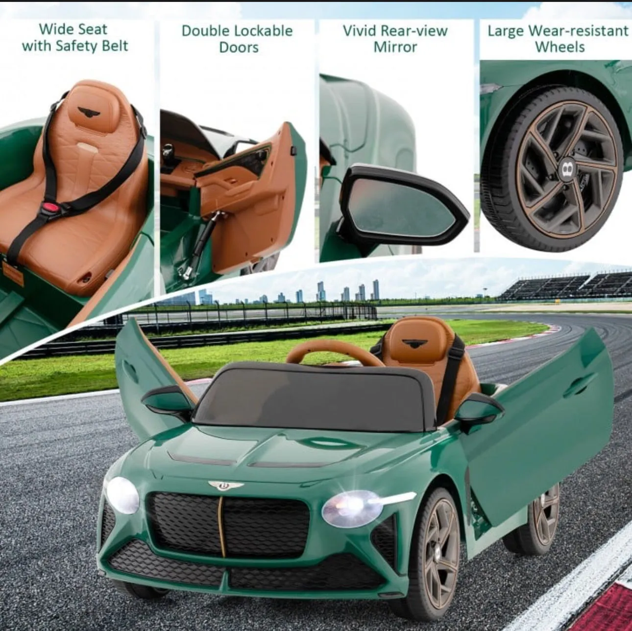 2025 Licensed 12V Bentley Bacalar Ride On Car 1 Seater Upgraded | Seatbelt | Push To Start Button | Music | Lights | Remote