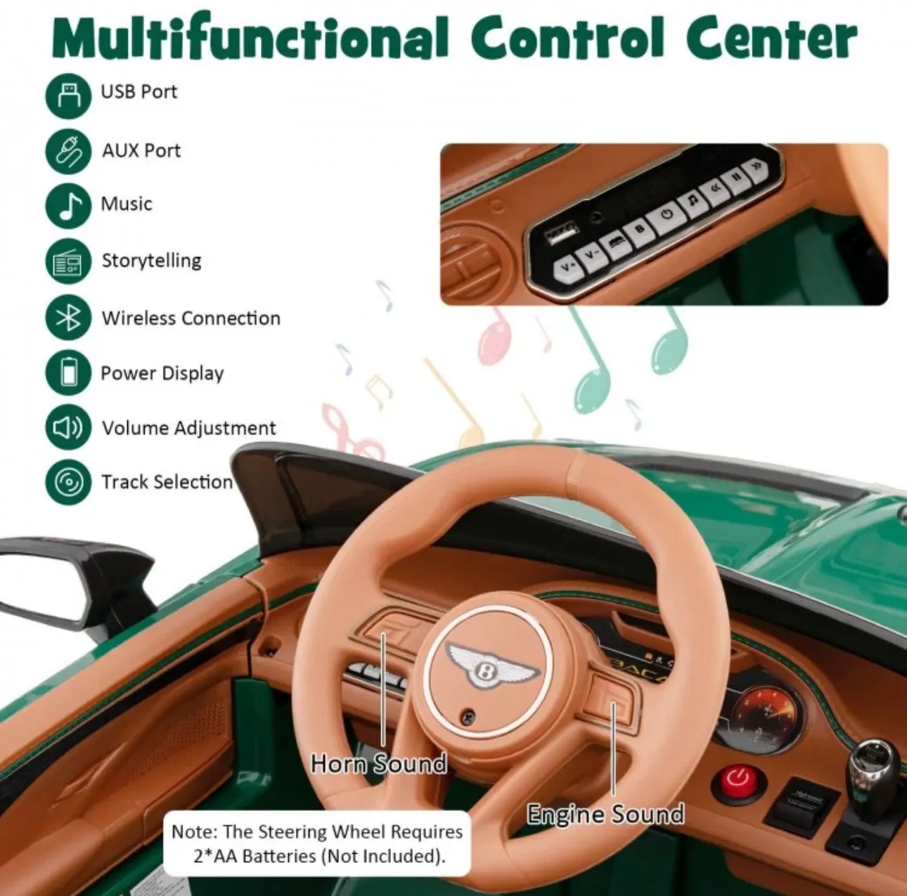 2025 Licensed 12V Bentley Bacalar Ride On Car 1 Seater Upgraded | Seatbelt | Push To Start Button | Music | Lights | Remote