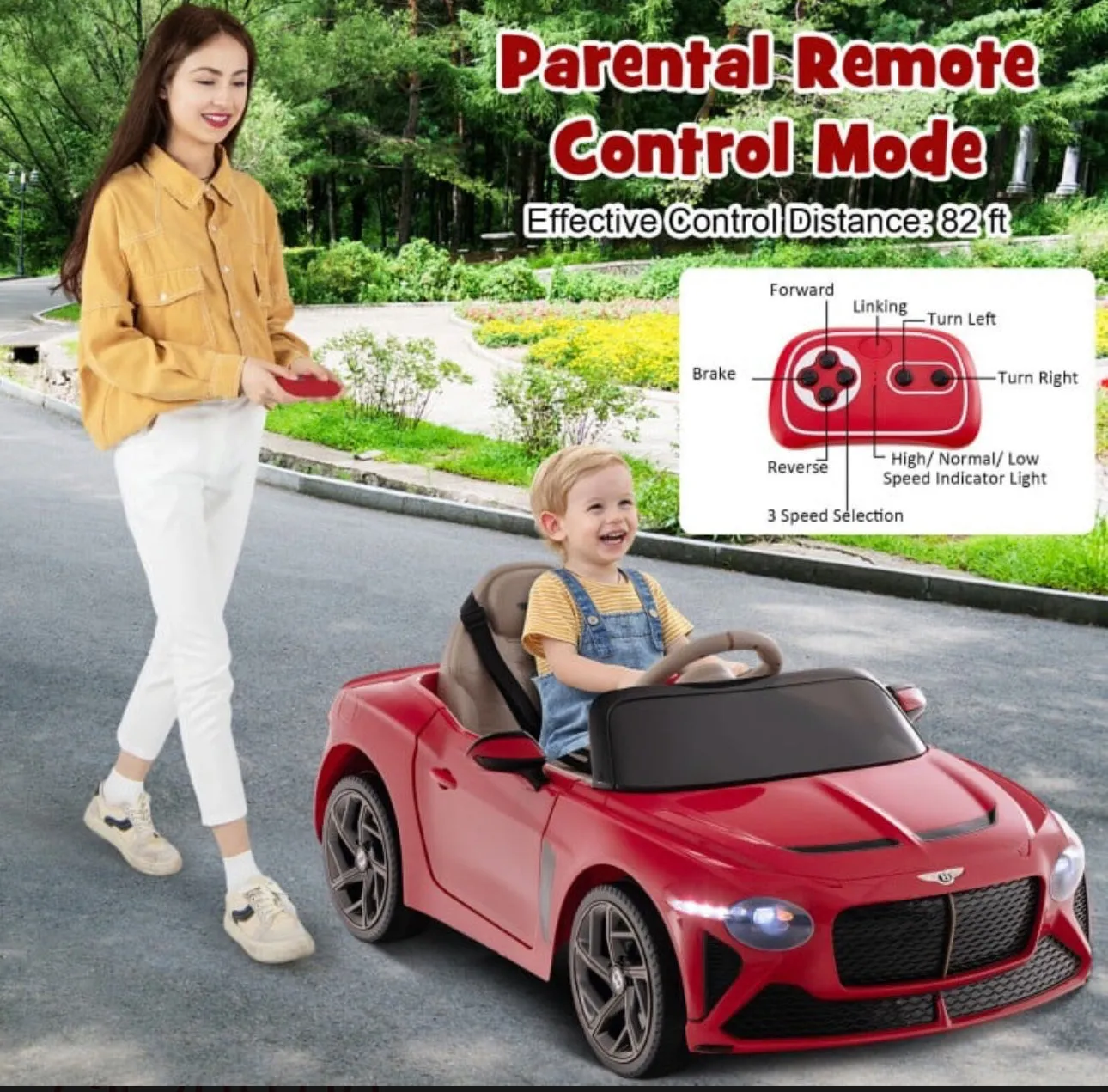 2025 Licensed 12V Bentley Bacalar Ride On Car 1 Seater Upgraded | Seatbelt | Push To Start Button | Music | Lights | Remote
