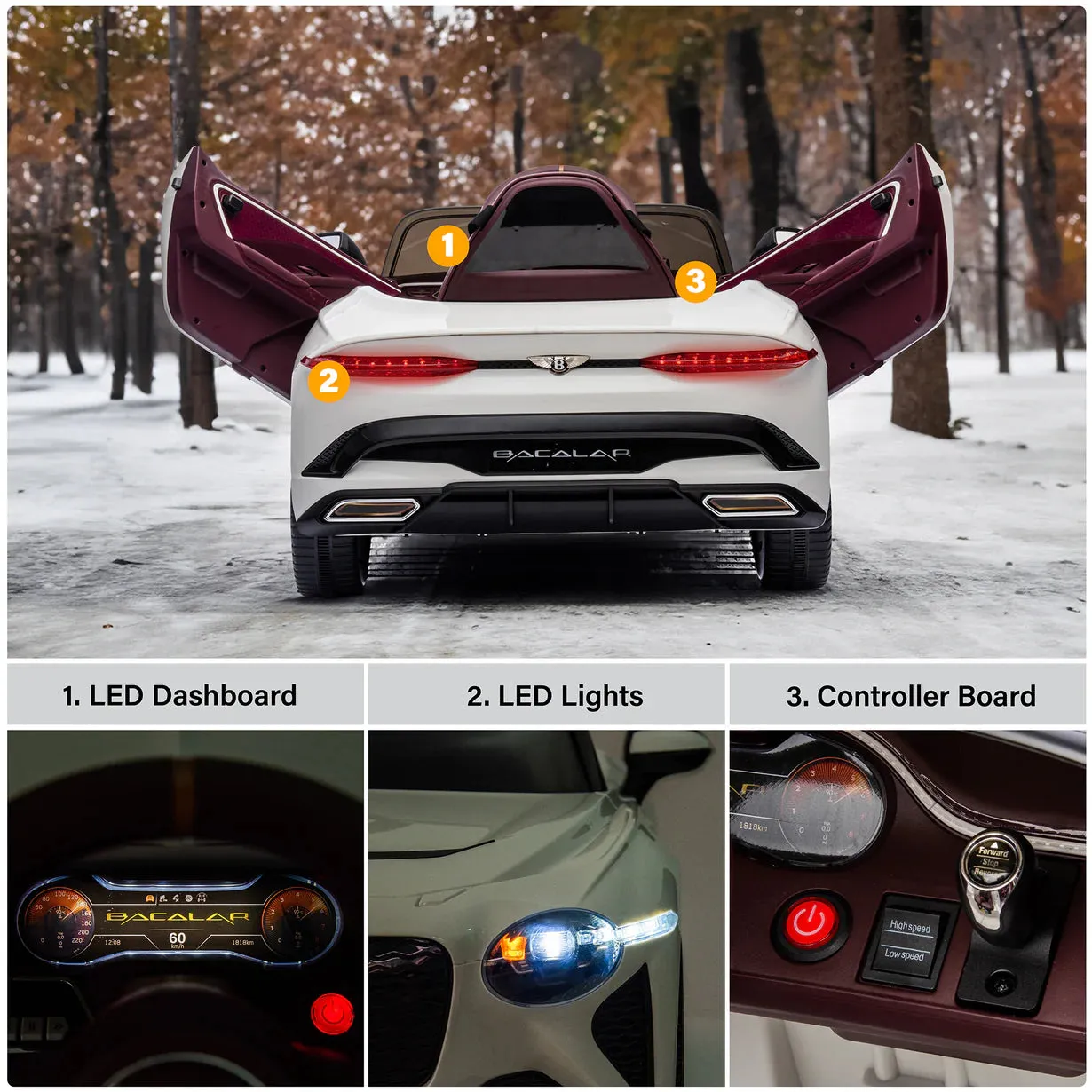2025 Licensed 12V Bentley Bacalar Ride On Car 1 Seater Upgraded | Seatbelt | Push To Start Button | Music | Lights | Remote