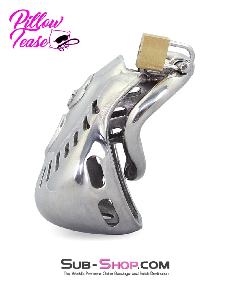 2236AR      Tight Steel Dungeon Full Balls and All Locking Male Chastity Cage