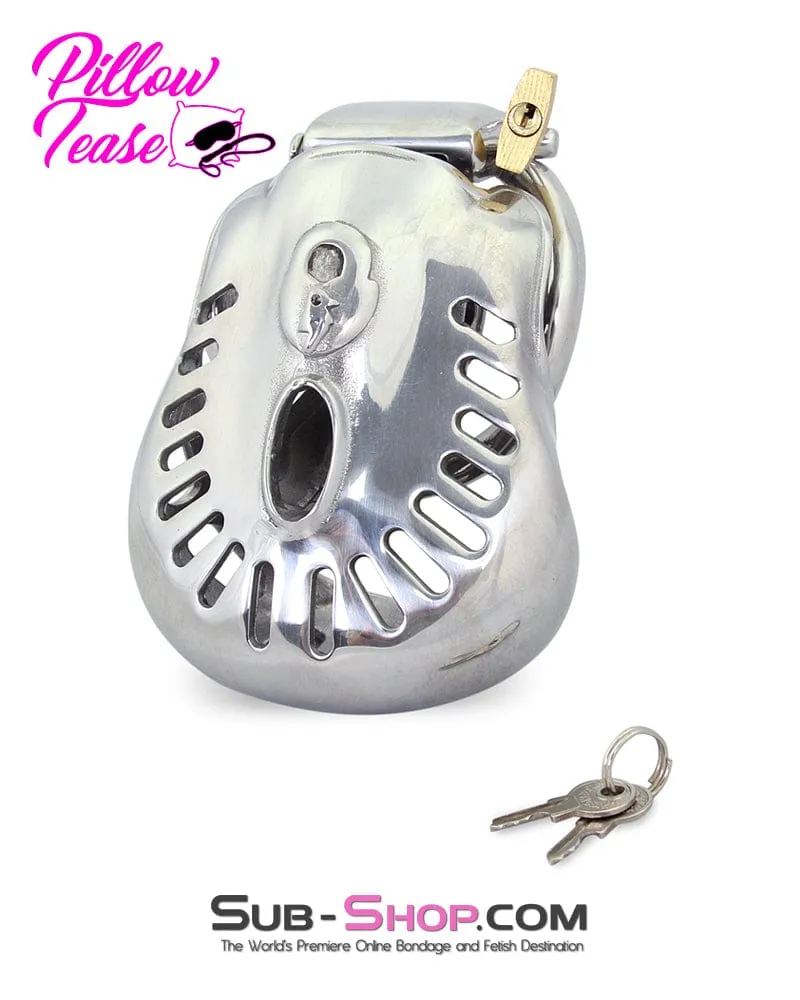 2236AR      Tight Steel Dungeon Full Balls and All Locking Male Chastity Cage