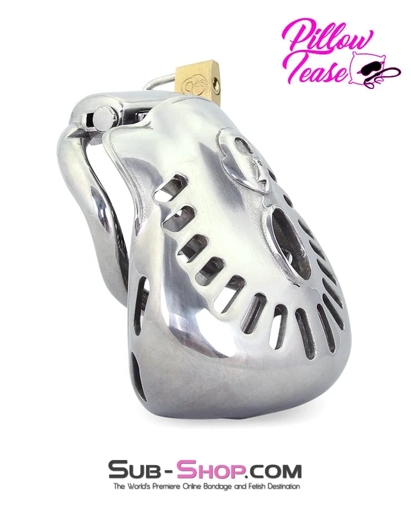 2236AR      Tight Steel Dungeon Full Balls and All Locking Male Chastity Cage