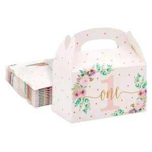 24 Pack 1st Birthday Floral Party Gable Gift Boxes For First