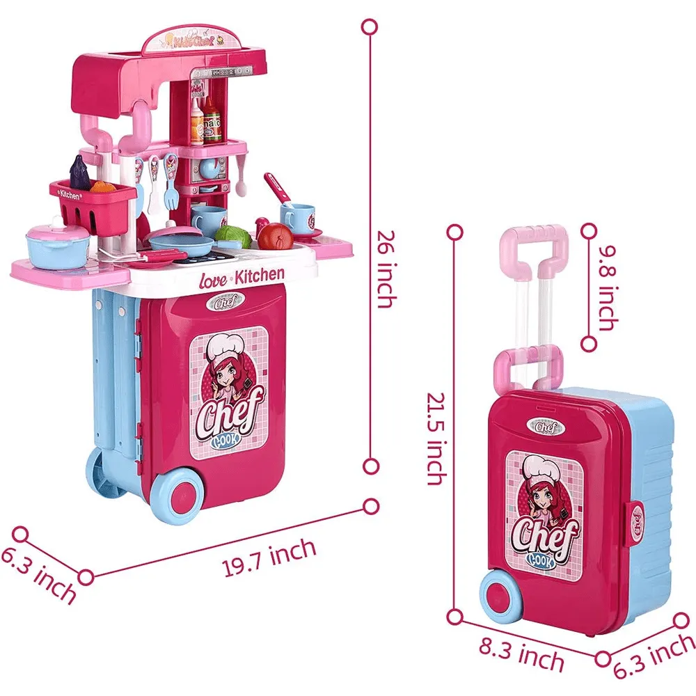3-IN-1 TRAVEL SUITCASE KITCHEN PLAY PRETEND SET