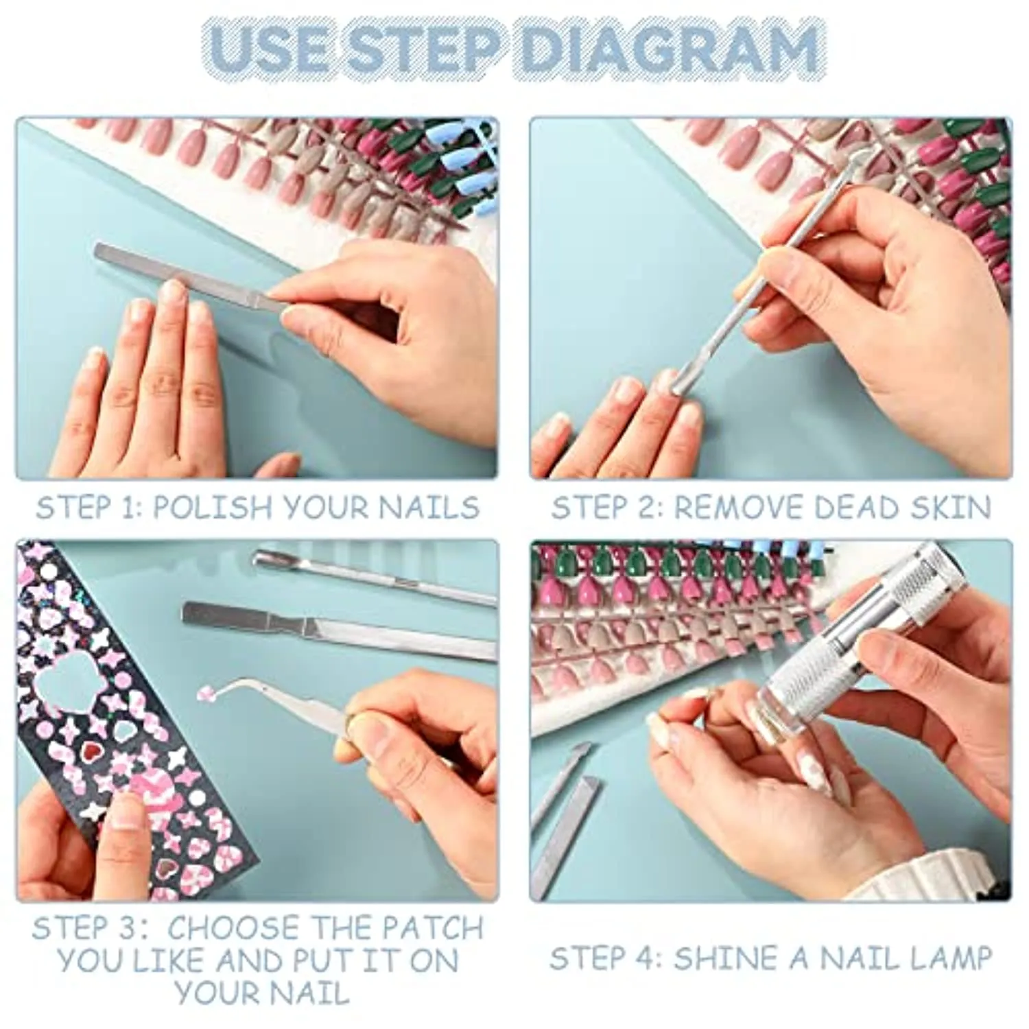 3 Pieces Mini UV LED Nail Lamp for Gel Nails with 3 Silicone Heads,5 Nail Dotting Pens,3 Nail Files Manicure Tool 1 Elbow Tweezer for Women Girl Manicure Art Decor