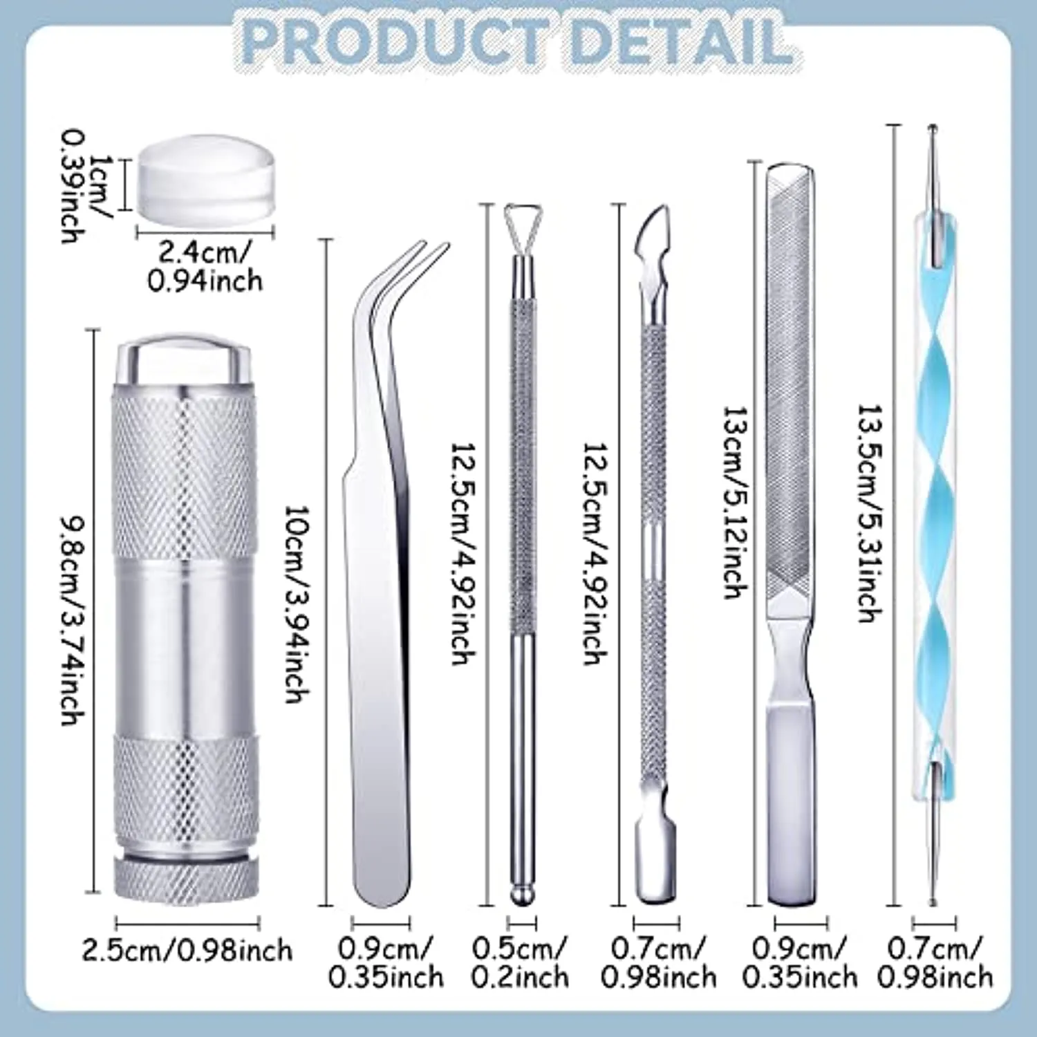 3 Pieces Mini UV LED Nail Lamp for Gel Nails with 3 Silicone Heads,5 Nail Dotting Pens,3 Nail Files Manicure Tool 1 Elbow Tweezer for Women Girl Manicure Art Decor