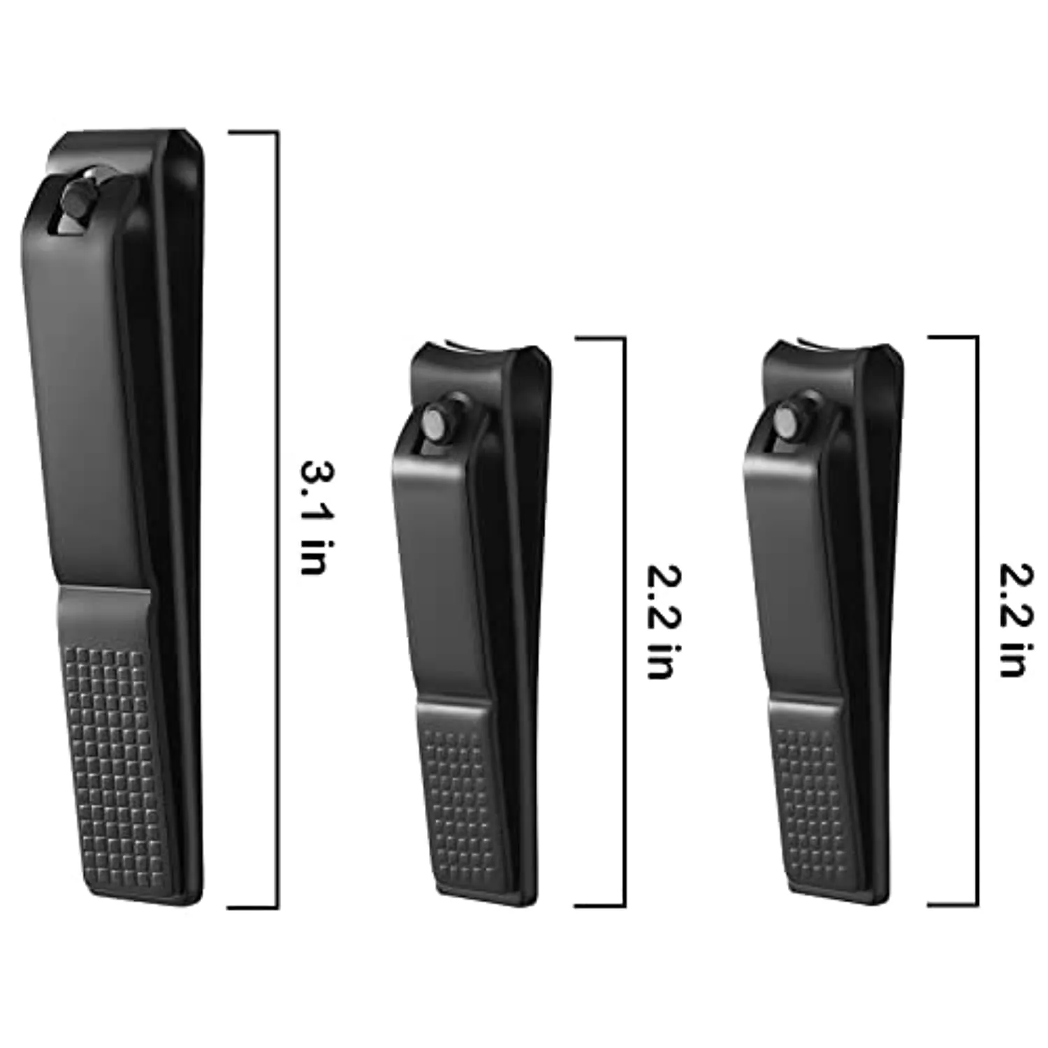 3 pieces nail clippers set, Ultra Sharp Sturdy black stainless Fingernail, Toenail Clipper Cutters (Straight & Curved)