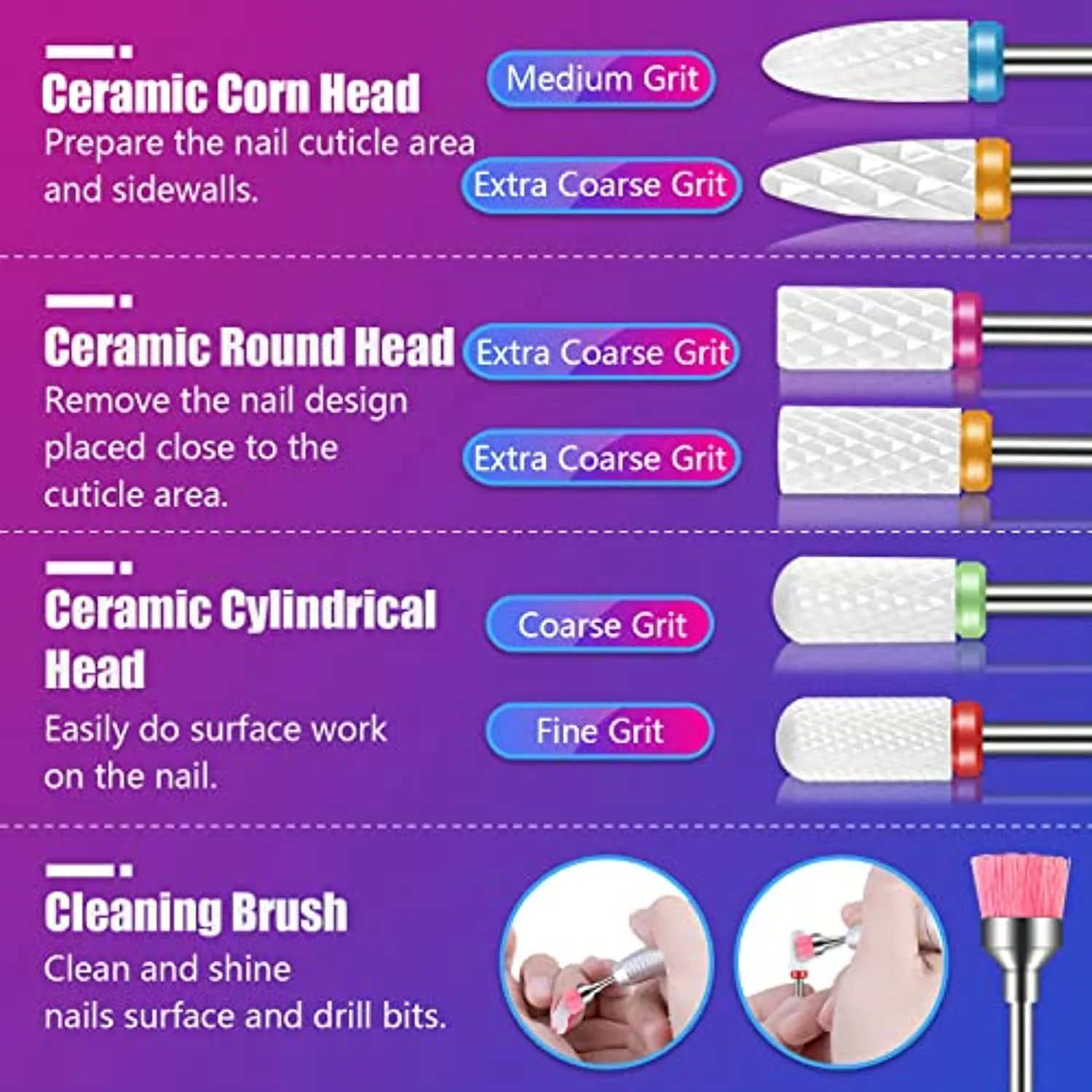 30Pcs Nail Drill Bits,3/32 Inch Ceramic Drill Bits for Nails Sets Acrylic, Diamond Cuticle Efile Carbide Remover Bits for Home Salon Acrylic Gel Nail Manicure Pedicure Tools(Come with 3 Cases)