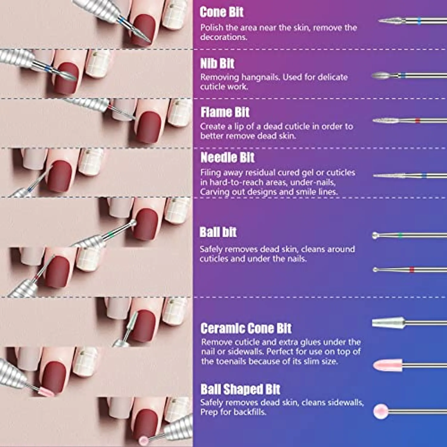 30Pcs Nail Drill Bits,3/32 Inch Ceramic Drill Bits for Nails Sets Acrylic, Diamond Cuticle Efile Carbide Remover Bits for Home Salon Acrylic Gel Nail Manicure Pedicure Tools(Come with 3 Cases)