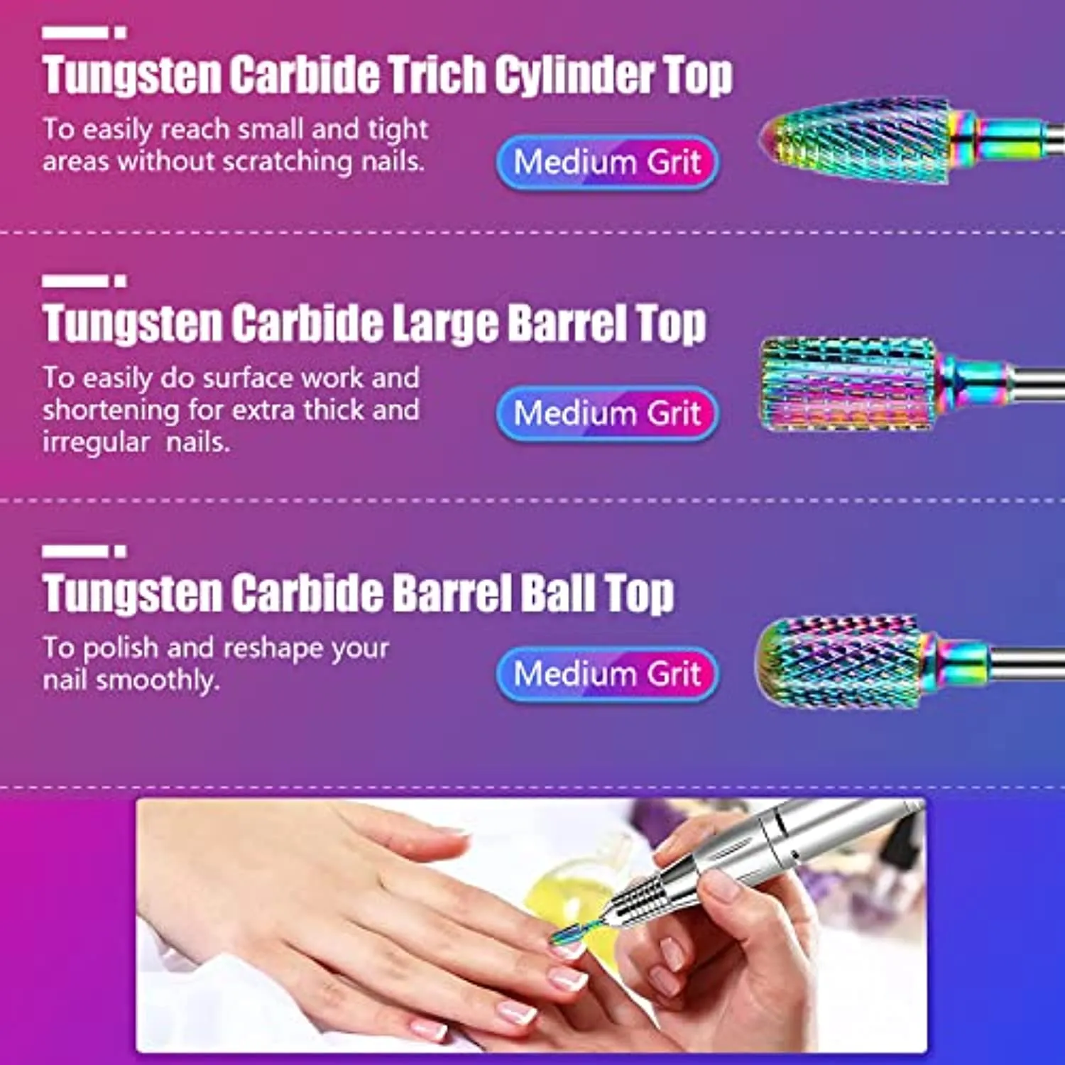 30Pcs Nail Drill Bits,3/32 Inch Ceramic Drill Bits for Nails Sets Acrylic, Diamond Cuticle Efile Carbide Remover Bits for Home Salon Acrylic Gel Nail Manicure Pedicure Tools(Come with 3 Cases)