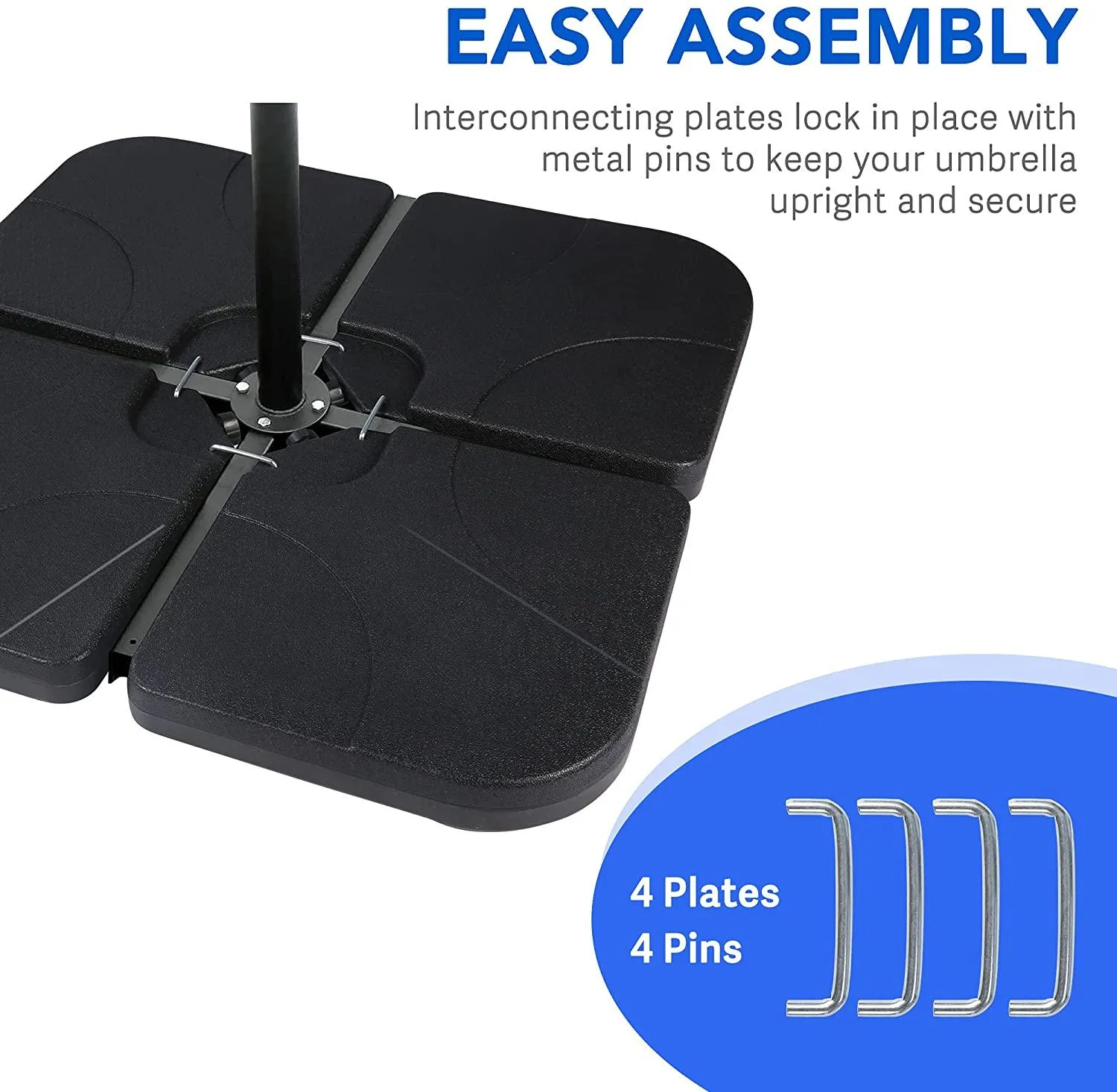 4 Pcs Heavy-Duty Cantilever Offset Patio Umbrella Stand Square Base Plate for Hanging Patio Umbrella