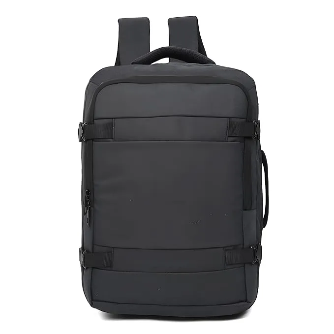 45 Ltrs Expandable Travel Laptop Backpack-CHARCOAL BLACK