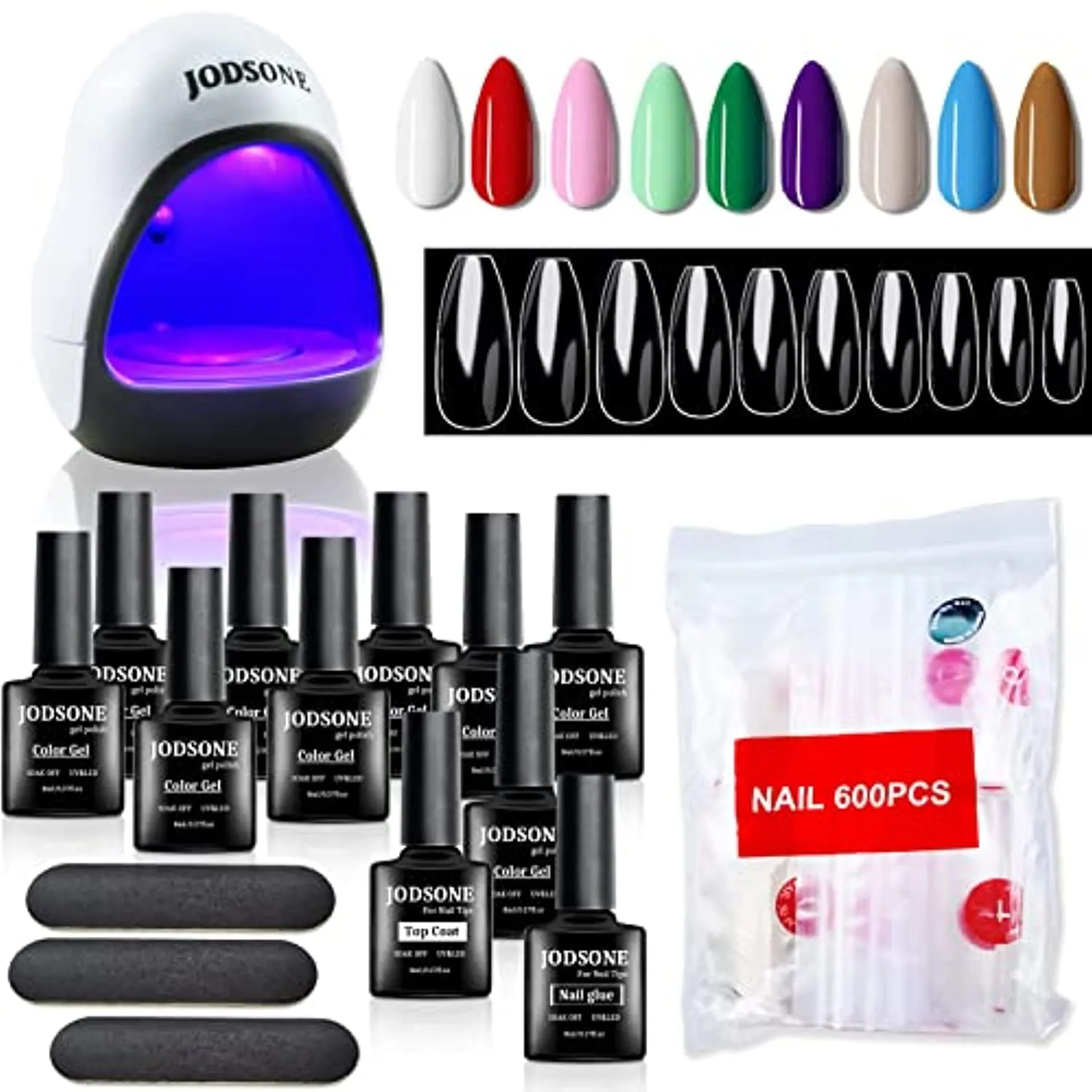 46 PCS Gel Nail Polish Kit with UV Light Nail Tips and Glue Gel with 41 Bottles Gel Polish 600 PCS Acrylic Clear Nail Tips Gel Nail Kit Soak Off Base Coat No Wipe Top Coat Matte Top Coat