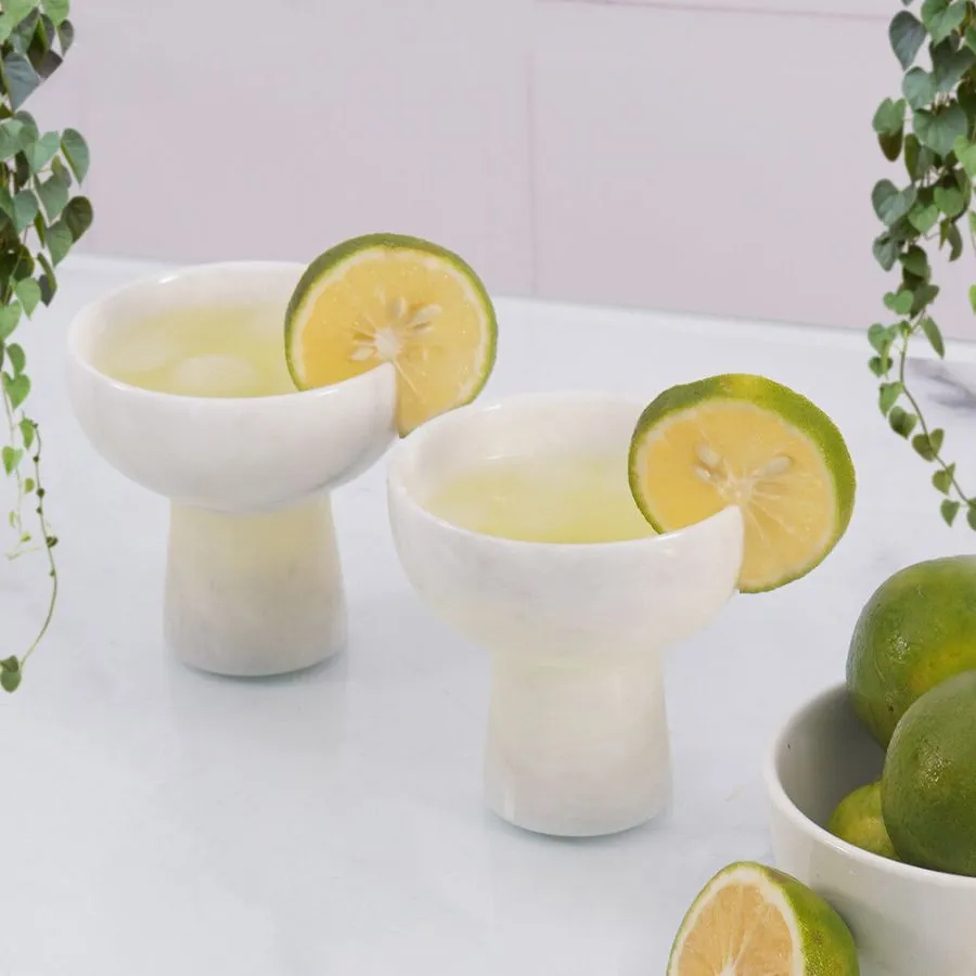 4" Marble Margarita Glasses For Wine, Cocktail, Martini & Champagne - Glasses For Home Bar