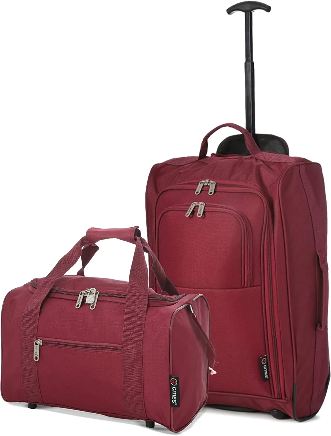 5 Cities (55x35x20cm) Lightweight Cabin Hand Luggage and (40x20x25cm) Holdall Flight Bag