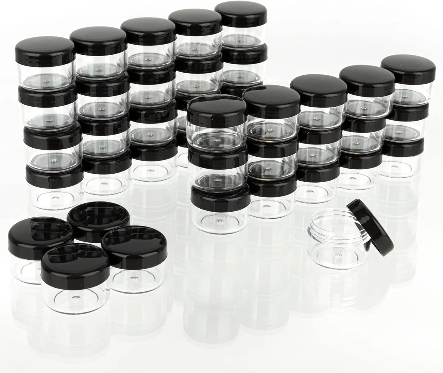 5 Gram Sample Containers with Lids, 50PCS Mini Makeup Containers, Empty Plastic Travel Cosmetic Containers with Labels