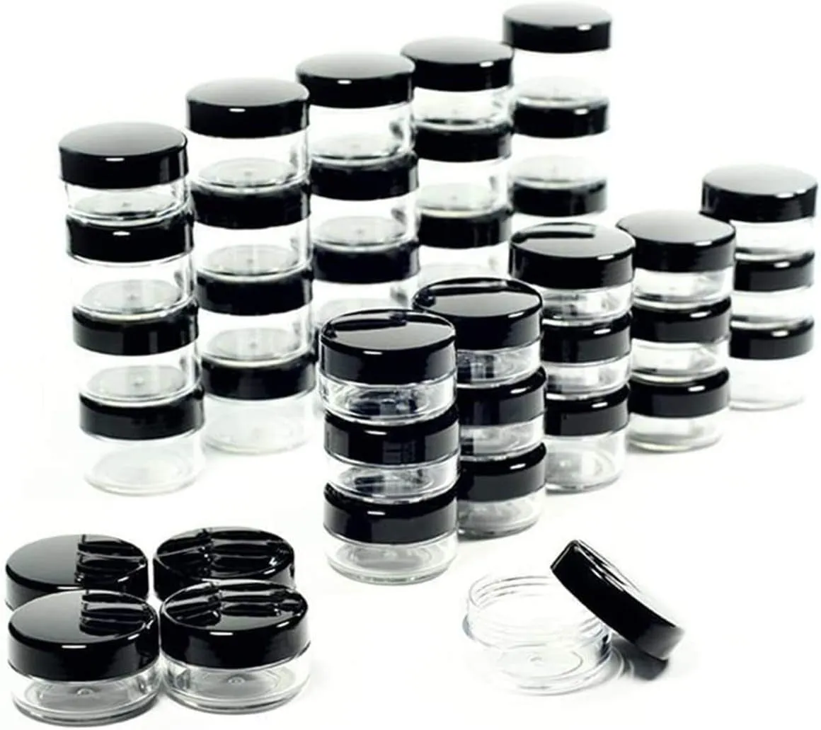 5 Gram Sample Containers with Lids, 50PCS Mini Makeup Containers, Empty Plastic Travel Cosmetic Containers with Labels