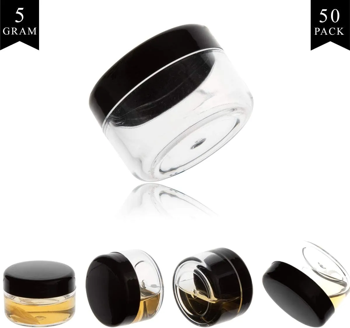 5 Gram Sample Containers with Lids, 50PCS Mini Makeup Containers, Empty Plastic Travel Cosmetic Containers with Labels