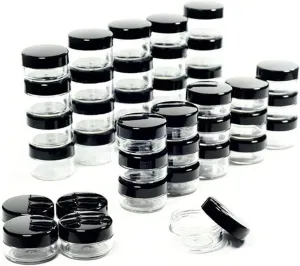 5 Gram Sample Containers with Lids, 50PCS Mini Makeup Containers, Empty Plastic Travel Cosmetic Containers with Labels